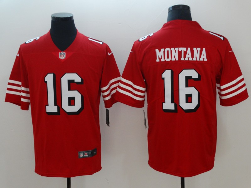 San Francisco 49ers #16 Joe Montana Red 2018 Vapor Untouchable Limited Stitched Jersey