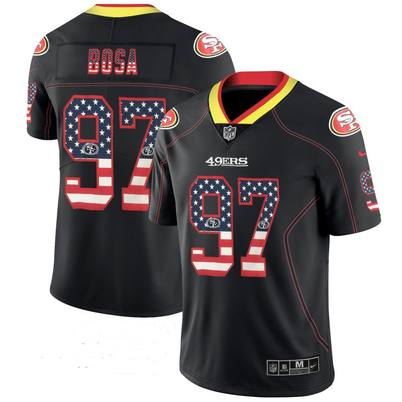 San Francisco 49ers #97 Nick Bosa Black USA Flag Fashion Limited Stitched Jersey