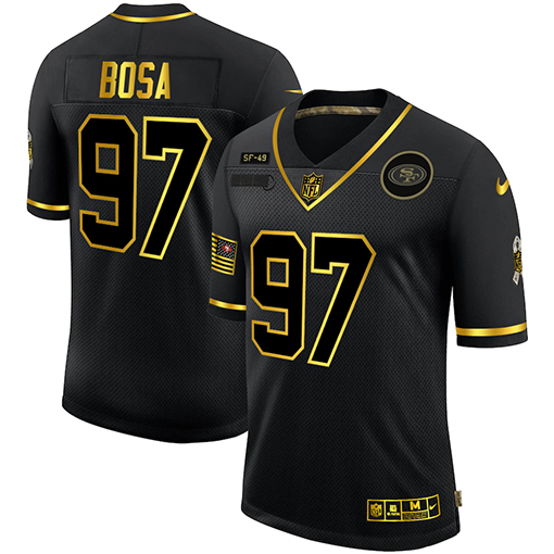 San Francisco 49ers #97 Nick Bosa Olive Gold 2019 Salute To Service Limited Stitched Jersey