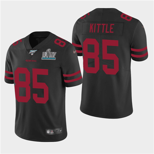 San Francisco 49ers #85 George Kittle Black Super Bowl LIV Vaper Untouchable Limited Stitched Jersey