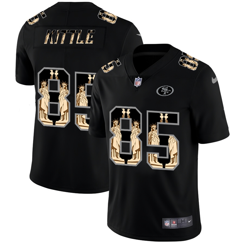 San Francisco 49ers #85 George Kittle 2019 Black Statue Of Liberty Limited Stitched Jersey