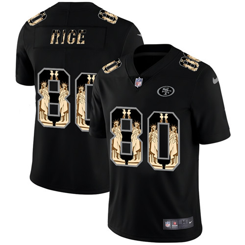 San Francisco 49ers #80 Jerry Rice 2019 Black Statue Of Liberty Limited Stitched Jersey