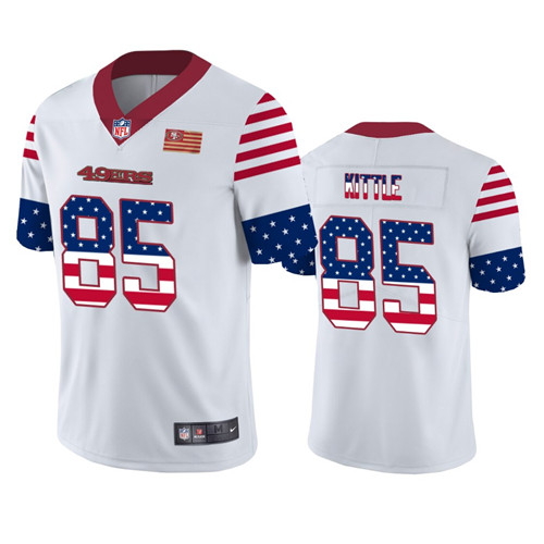 San Francisco 49ers #85 George Kittle White 2019 USA Flag Fashion Limited Stitched Jersey