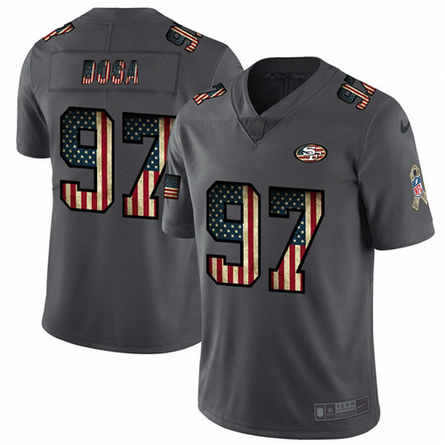 San Francisco 49ers #97 Nick Bosa Grey 2019 Salute To Service USA Flag Fashion Limited Stitched Jersey