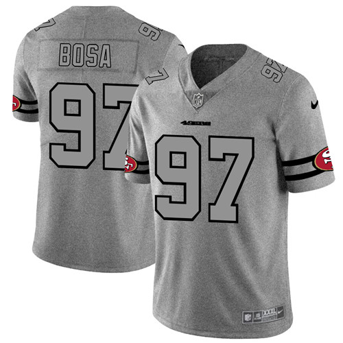 San Francisco 49ers #97 Nick Bosa 2019 Gray Gridiron Team Logo Limited Stitched Jersey
