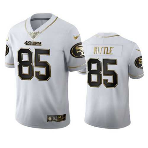 San Francisco 49ers #85 George Kittle White 2019 100th Season Golden Edition Limited Stitched Jersey
