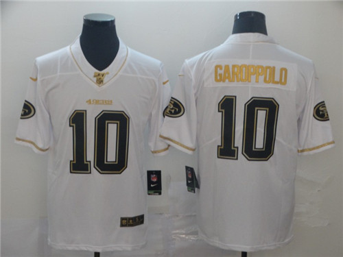 San Francisco 49ers #10 Jimmy Garoppolo White 2019 100th Season Golden Edition Limited Stitched Jersey