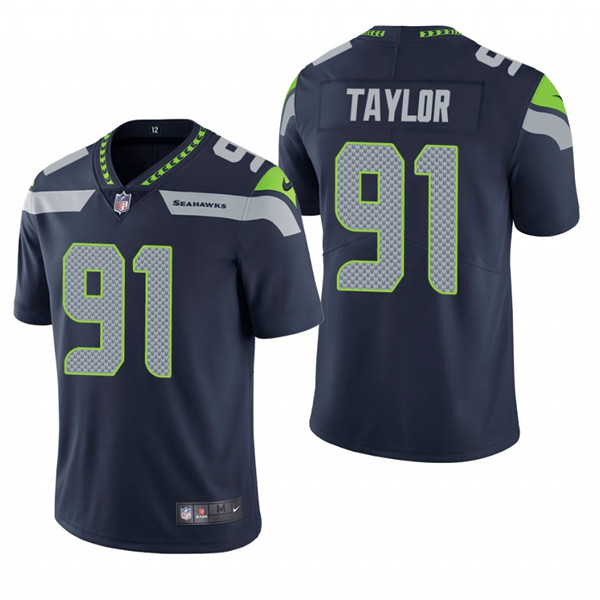 Seattle Seahawks #91 Darrell Taylor Navy Vapor Untouchable Limited Stitched Jersey