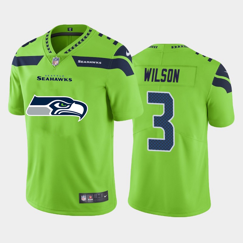 Seattle Seahawks #3 Russell Wilson Green 2020 Team Big Logo Limited Stitched Jersey