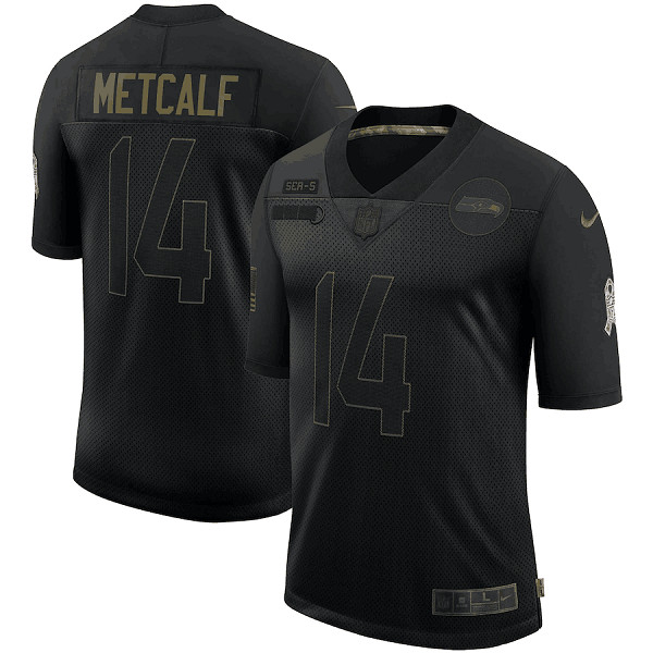 Seattle Seahawks #14 D.K. Metcalf 2020 Black Salute To Service Limited Stitched Jersey