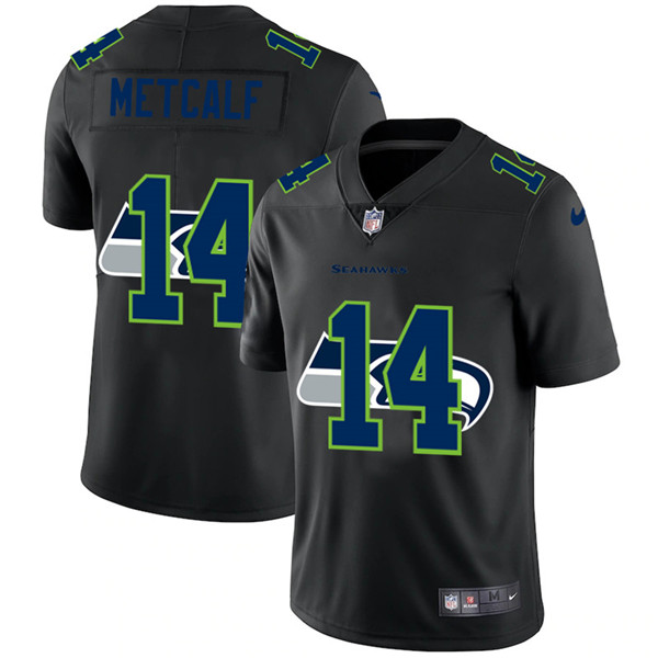 Seattle Seahawks #14 D.K. Metcalf 2020 Black Shadow Logo Limited Stitched Jersey