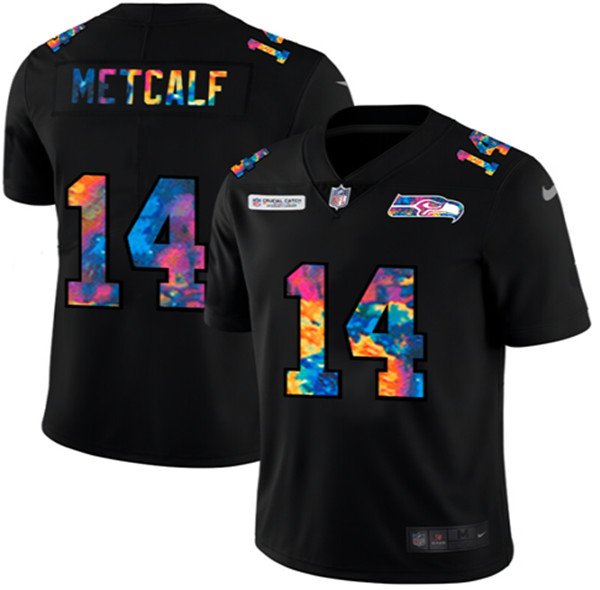 Seattle Seahawks #14 D.K. Metcalf 2020 Black Crucial Catch Limited Stitched Jersey