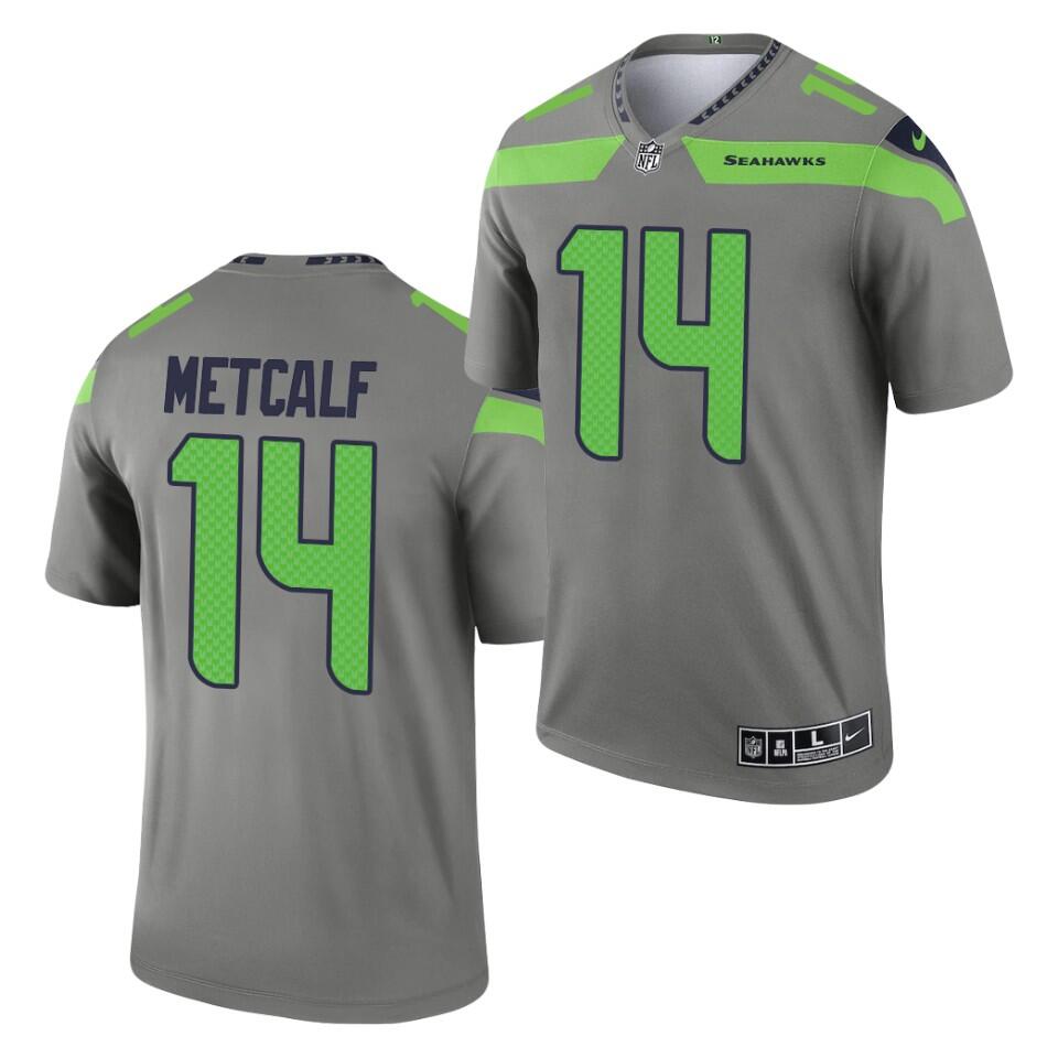 Seattle Seahawks #14 D.K. Metcalf Gray 2021 Inverted Legend Stitched Jersey