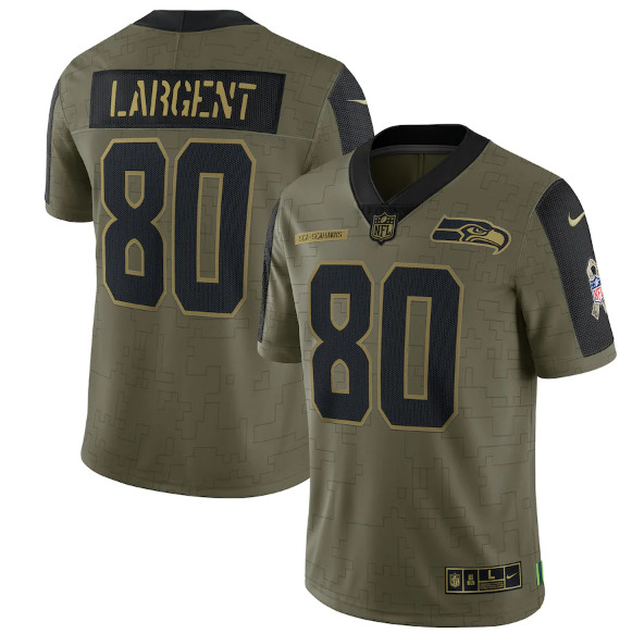 Seattle Seahawks #80 Steve Largent 2021 Olive Salute To Service Limited Stitched Jersey
