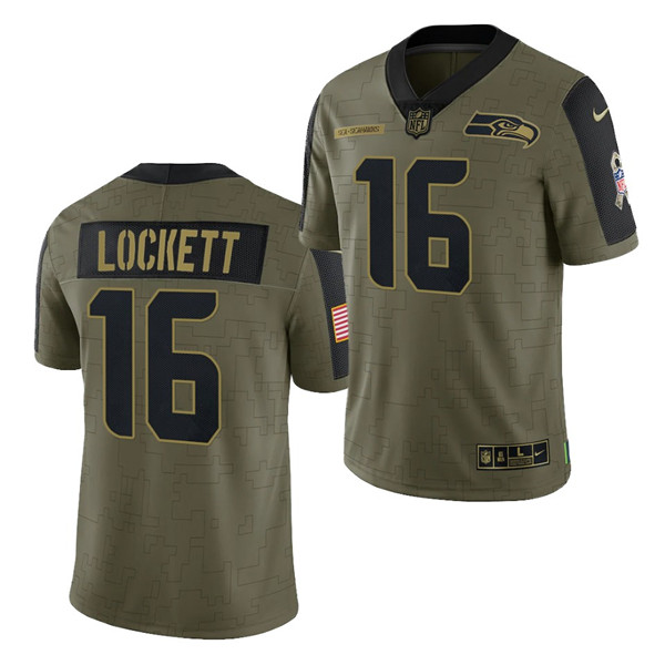 Seattle Seahawks #16 Tyler Lockett 2021 Olive Salute To Service Limited Stitched Jersey