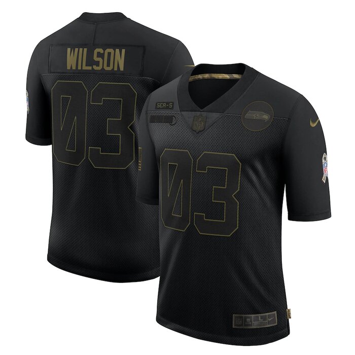 Seattle Seahawks #3 Russell Wilson 2020 Black Salute To Service Limited Stitched Jersey