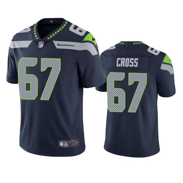 Seattle Seahawks #67 Charles Cross Navy Vapor Untouchable Limited Stitched Jersey