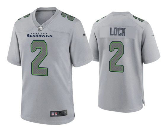 Seattle Seahawks #2 Drew Lock Gray Atmosphere Fashion Stitched Game Jersey