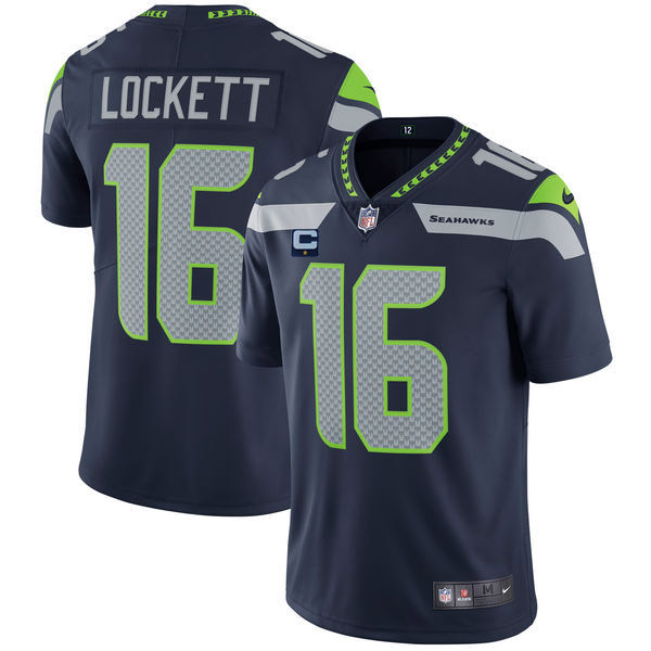 Seattle Seahawks 2022 #16 Tyler Lockett Navy With 1-Star C Patch Vapor Untouchable Limited Stitched Jersey