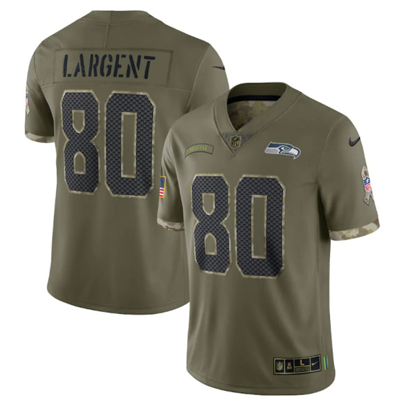 Seattle Seahawks #80 Steve Largent 2022 Olive Salute To Service Limited Stitched Jersey