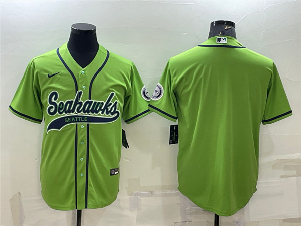 Seattle Seahawks Blank Green With Patch Cool Base Stitched Baseball Jersey