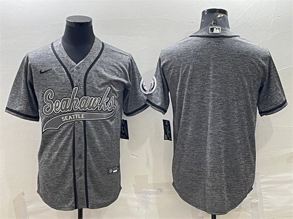 Seattle Seahawks Blank Gray With Patch Cool Base Stitched Baseball Jersey