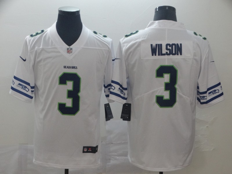 Seattle Seahawks #3 Russell Wilson White Team Logo Limited Stitched Jersey