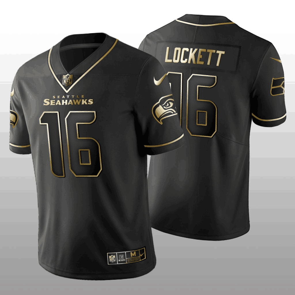 Seattle Seahawks #16 Tyler Lockett Black 2019 Golden Edition Limited Stitched Jersey