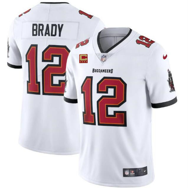 Tampa Bay Buccaneers #12 Tom Brady New White With C Patch Vapor Untouchable Limited Stitched Jersey