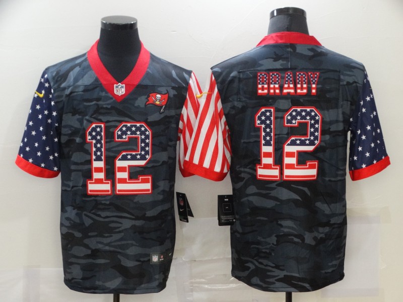 Tampa Bay Buccaneers #12 Tom Brady 2020 Camo USA Flag Limited Stitched Jersey