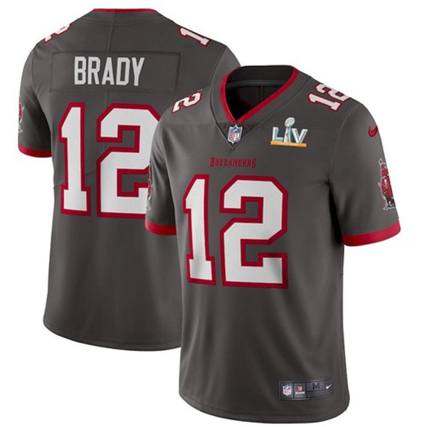 Tampa Bay Buccaneers #12 Tom Brady Grey 2021 Super Bowl LV Limited Stitched Jersey