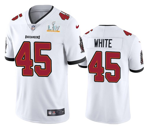 Tampa Bay Buccaneers #45 Devin White White 2021 Super Bowl LV Limited Stitched Jersey