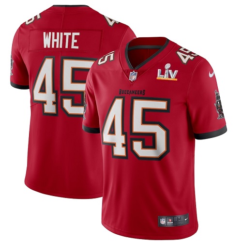 Tampa Bay Buccaneers #45 Devin White Red 2021 Super Bowl LV Limited Stitched Jersey