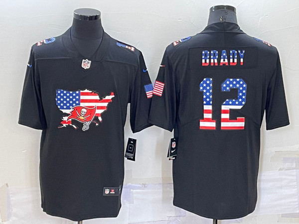 Tampa Bay Buccaneers #12 Tom Brady Black USA Flag Limited Stitched Jersey