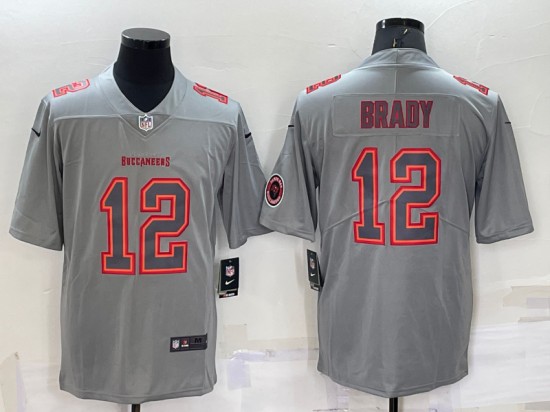 Tampa Bay Buccaneers #12 Tom Brady Gray With Patch Atmosphere Fashion Stitched Jersey