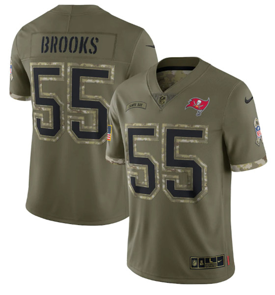 Tampa Bay Buccaneers #55 Derrick Brooks 2022 Olive Salute To Service Limited Stitched Jersey