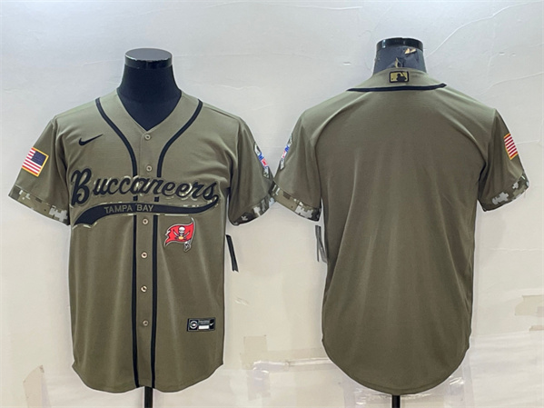Tampa Bay Buccaneers Blank Olive 2022 Salute To Service Cool Base Stitched Baseball Jersey
