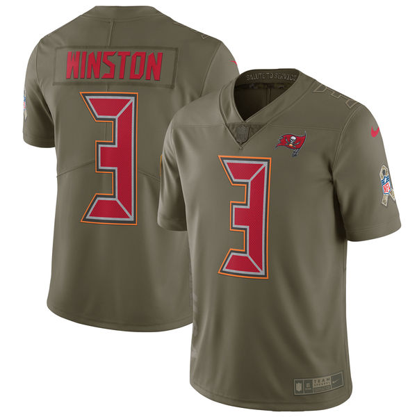 Tampa Bay Buccaneers #3 Jameis Winston Olive Salute To Service Limited Stitched Nike Jersey