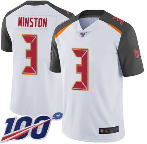 Tampa Bay Buccaneers #3 Jameis Winston White 2019 100th Season Vapor Untouchable Limited Stitched Jersey
