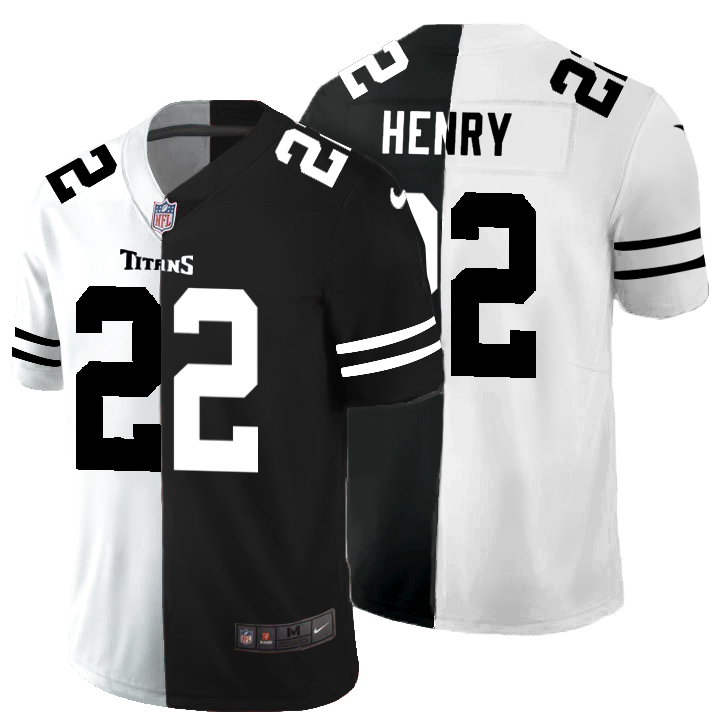Tennessee Titans #22 Derrick Henry Black White Split 2020 Stitched Jersey
