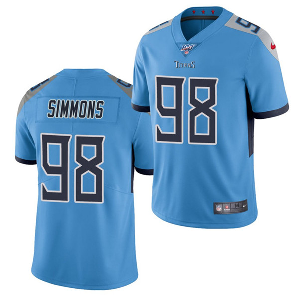 Tennessee Titans #98 Jeffery Simmons Blue 100th Stitched Jersey