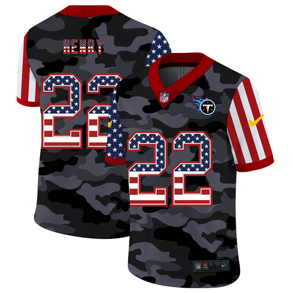 Tennessee Titans #22 Derrick Henry 2020 Camo USA Flag Limited Stitched Jersey