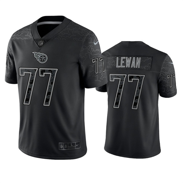 Tennessee Titans #77 Taylor Lewan Black Reflective Limited Stitched Football Jersey