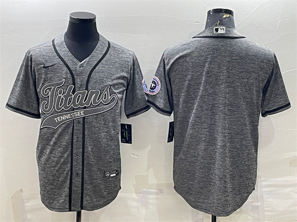 Tennessee Titans Blank Gray With Patch Cool Base Stitched Baseball Jersey