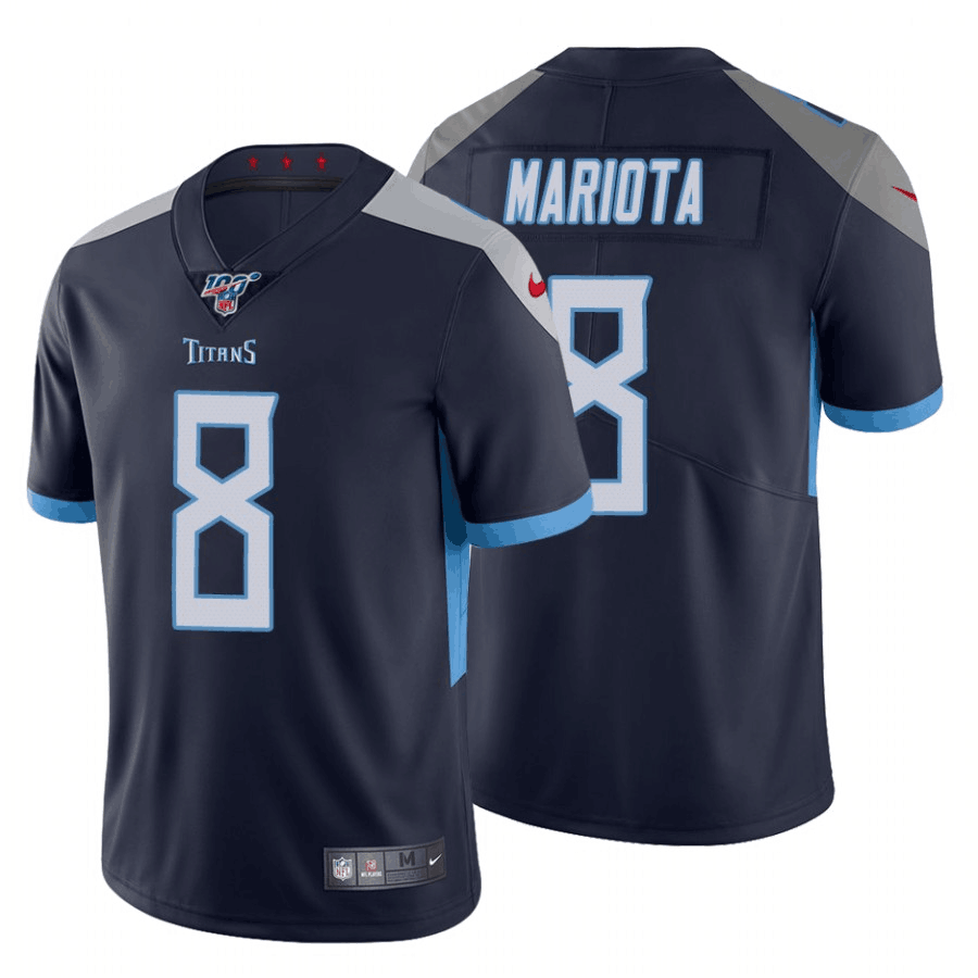 Tennessee Titans #8 Marcus Mariota Navy 2019 100th Season Vapor Untouchable Limited Stitched Jersey.