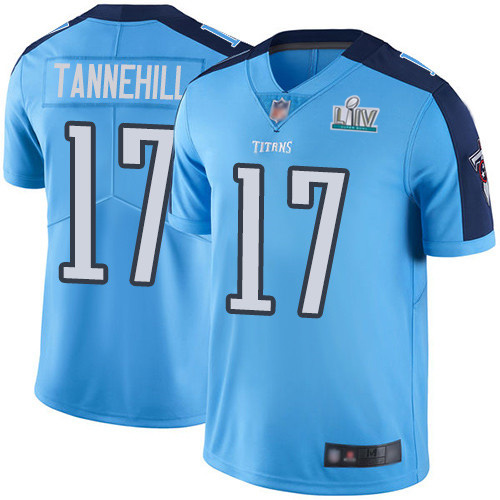 Tennessee Titans #17 Ryan Tannehill Super Bowl LIV Light Blue With SuperBowl Patch Vapor Untouchable Limited Stitched Jersey