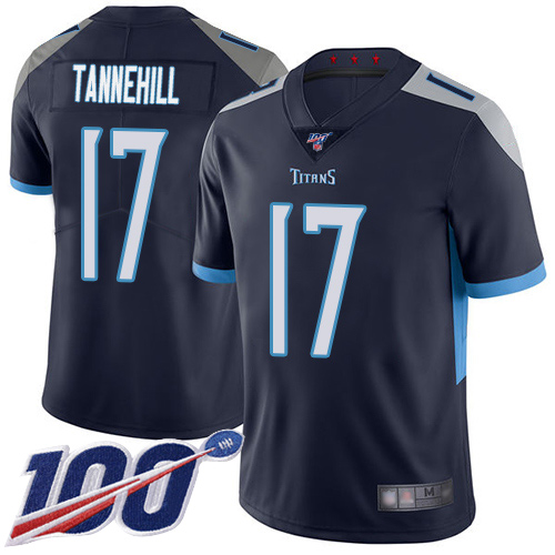 Tennessee Titans #17 Ryan Tannehill Navy 2019 100th Season Vapor Untouchable Limited Stitched Jersey