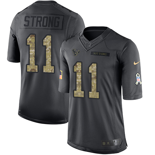 Texans #11 Jaelen Strong Black Stitched Limited 2016 Salute To Service Nike Jersey