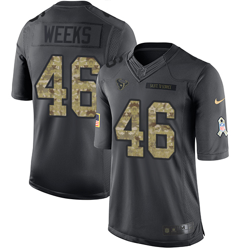 Texans #46 Jon Weeks Black Stitched Limited 2016 Salute To Service Nike Jersey