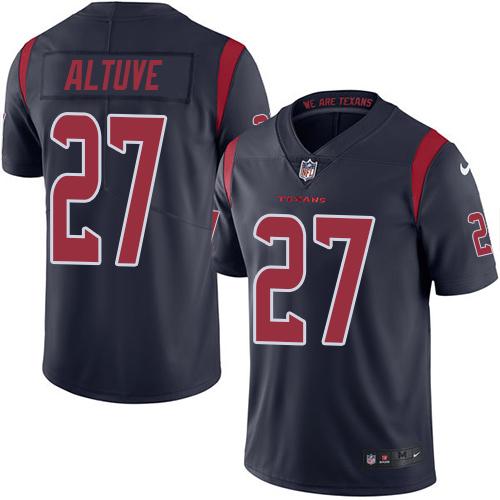 Texans #27 Jose Altuve Navy Blue Stitched Limited Rush Nike Jersey